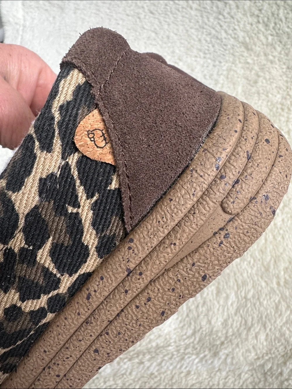 Lamo Paula Canvas Slip-On Comfort Shoes Women 7 Animal Print‎ Faux Wool Lining